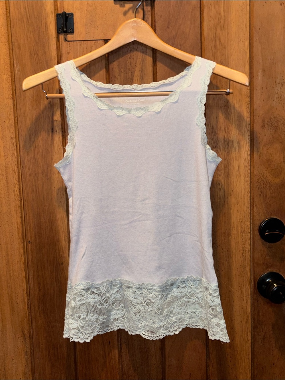 Lace Trim Tank Top - Pale Mint/ Blue